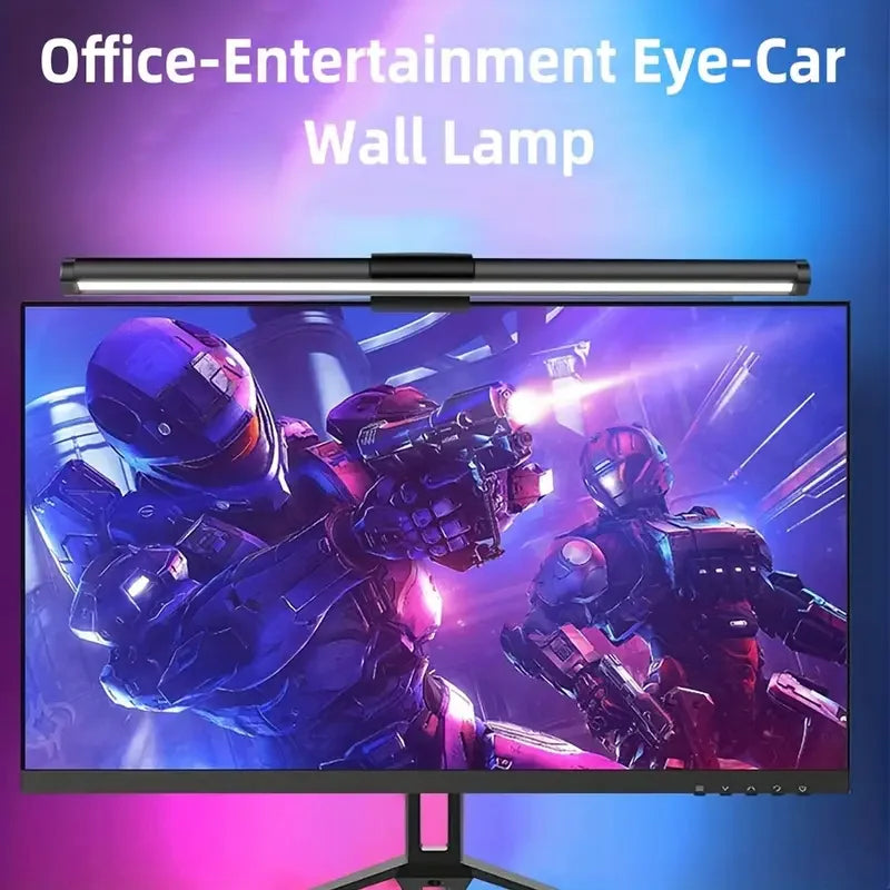 USB Powered LED Monitor Light Bar, RGB Color Changing Hanging Screen Lamp, Stepless Dimmable Atmosphere Light for PC Gaming Room