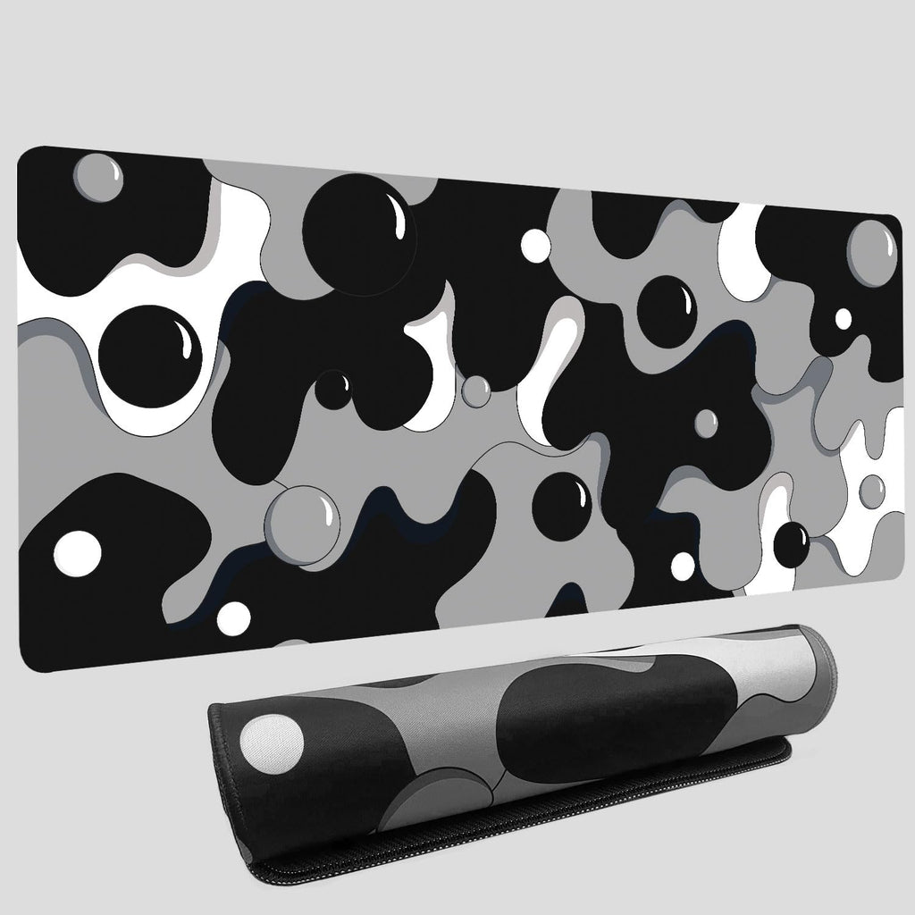 Black White Grey Bubble XXL Mouse PadThicken Waterproof Large Cool Gaming Mousepad with Stitched EdgeAnime Cool Geometric Spotted Dog Mousepad Non-Slip Base Mouse Keyboard Mat 31.5X15.7X0.16inch