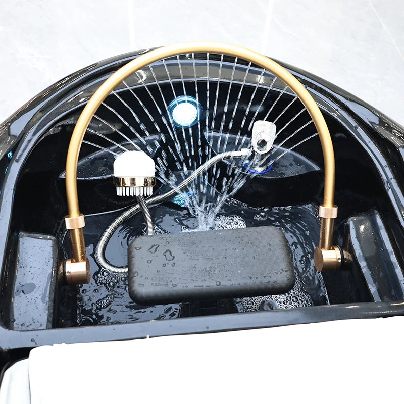custom.Barber Furniture Black Therapy Hairdressing Shampoo Bed Modern Luxury Massage Washing Bed with Circul