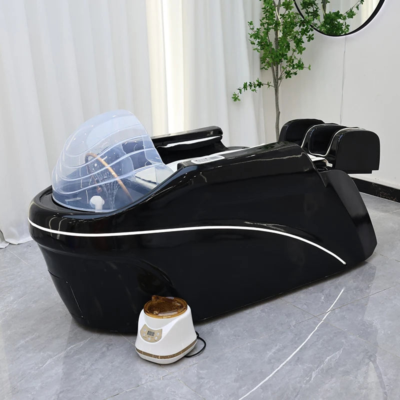 custom.Barber Furniture Black Therapy Hairdressing Shampoo Bed Modern Luxury Massage Washing Bed with Circul