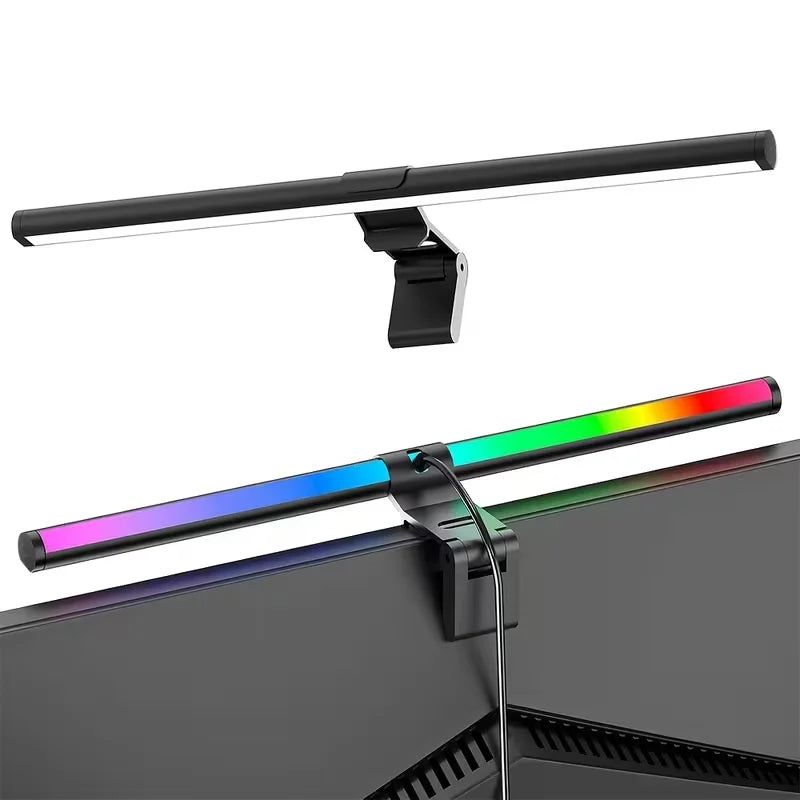 USB Powered LED Monitor Light Bar, RGB Color Changing Hanging Screen Lamp, Stepless Dimmable Atmosphere Light for PC Gaming Room