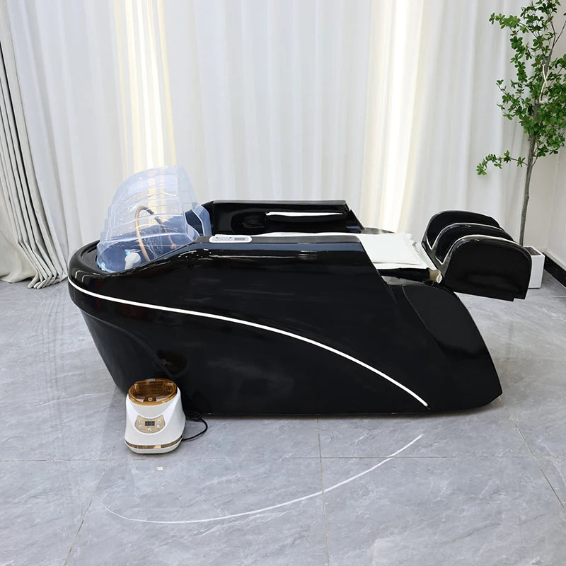 custom.Barber Furniture Black Therapy Hairdressing Shampoo Bed Modern Luxury Massage Washing Bed with Circul