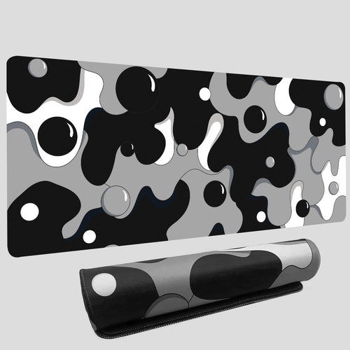 Black White Grey Bubble XXL Mouse PadThicken Waterproof Large Cool Gaming Mousepad with Stitched EdgeAnime Cool Geometric Spotted Dog Mousepad Non-Slip Base Mouse Keyboard Mat 31.5X15.7X0.16inch