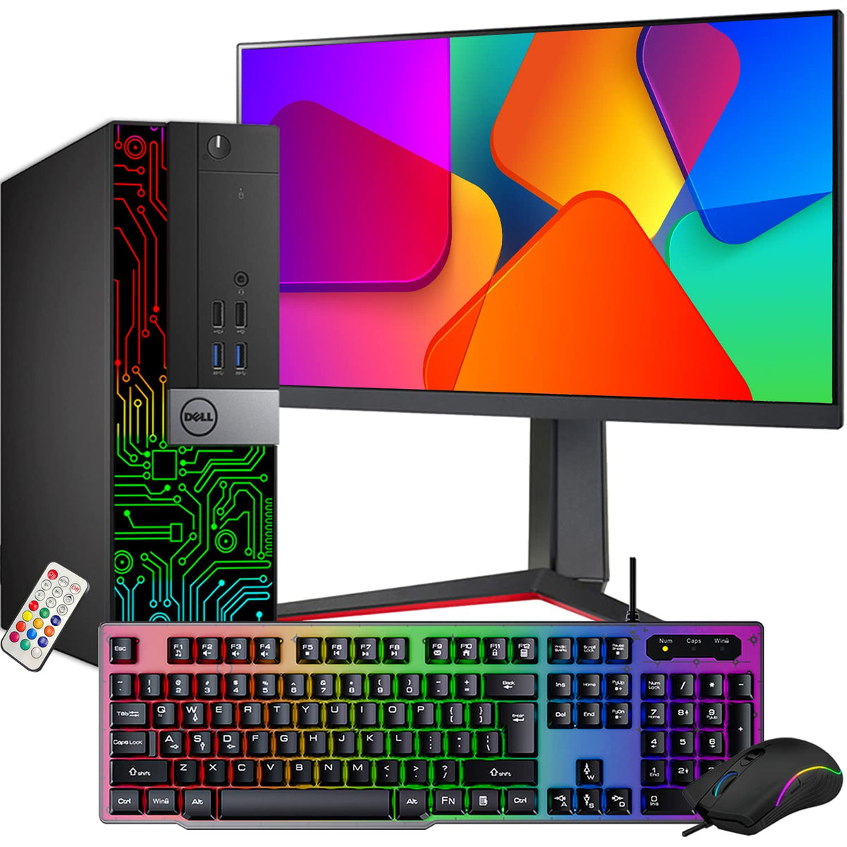 Dell Custom Built OptiPlex Computer Desktop with 24 Inch Gaming Monitor - Intel Core i5-6500 Processor 3.20 GHz GeForce GT 1030 2GB 16GB RAM 512GB SSD Windows 10 Pro Wi-Fi HDMI (Renewed) Black
