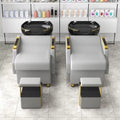 Modern Black Hair Washing Shampoo Chair with Massage Bed and Bowl for Salon Barber Use